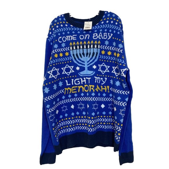 Ugly Christmas Sweater Other - Ugly Christmas Sweater XXL Menorah Hanukkah Jim Morrison Doors Funny NWT
